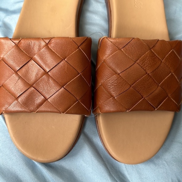 New! Madewell Burnished Caramel The Louisa Slide Sandal in Woven Leather - Picture 6 of 7